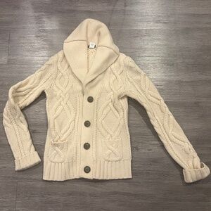 J.Crew wool cream colored cardigan with larger collar